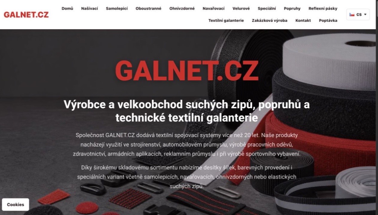 Náhled hlavní strany webu galnet.cz